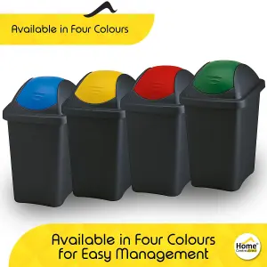 Home Centre Swing Lid Top Plastic Waste Bin 30 Litre Green-Black