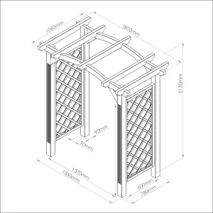 Zest Venus Wooden Garden Arch Pergola Plant Support Trellis FSC Wood