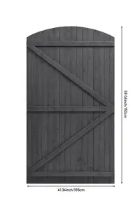 Grey Semi Braced Arch Top Strong Wooden Garden Gate with Latch  H 150cm x W 105cm