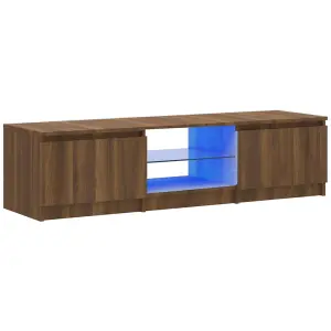 Berkfield TV Cabinet with LED Lights Brown Oak 140x40x35.5 cm