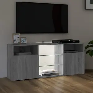 Berkfield TV Cabinet with LED Lights Grey Sonoma 120x30x50 cm