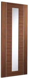 Internal Walnut Pre-Finished Forli Door with Clear Glass  - 1981 x 762 x 35mm (30")