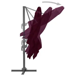 Berkfield Cantilever Umbrella with Aluminium Pole Bordeaux Red 300x300 cm