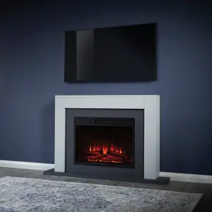 Suncrest Marlow Grey MDF & stainless steel Freestanding Electric fire suite