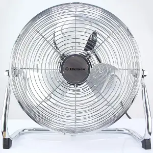 Belaco 12" Chrome Metal Floor Fan - High Velocity