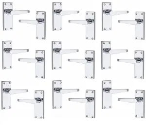 9 Pairs Victorian Straight Lever Latch Handles Polished Chrome Finish 120mm x 40mm - Golden Grace