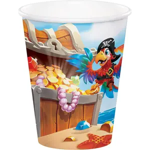 Creative Party Treasure Island Paper Pirate Party Cup (Pack of 8) Multicoloured (One Size)