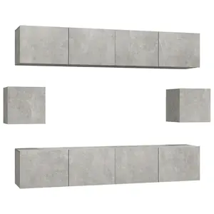 Berkfield 6 Piece TV Cabinet Set Concrete Grey Engineered Wood