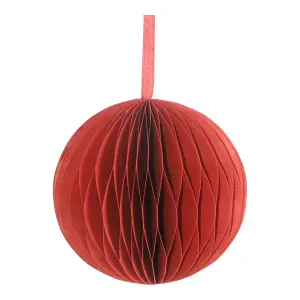 Red & green Paper Round Hanging decoration set, Set of 2 (D) 100mm