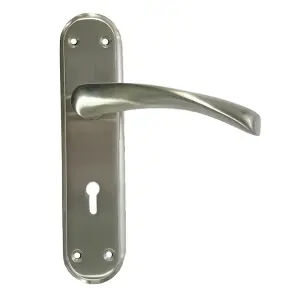 Genova Door Handles Satin Twist Lever Lock Marina Backplate