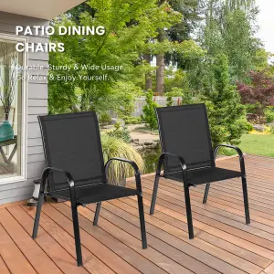 Costway Set of 2 Patio Chairs Portable High Back Garden Camping Dining Chairs W/ Armrest