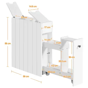 Yaheetech White Compact Bathroom Storage Cabinet with Wheels