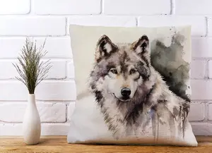 Loyal Wolf Watercolour Cushions 45cm x 45cm