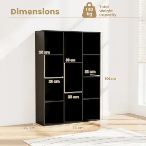 Costway 11-Cube Bookcase Modern Geometric Bookshelf Book Storage Organizer