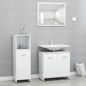 Berkfield 3 Piece Bathroom Furniture Set White Engineered Wood