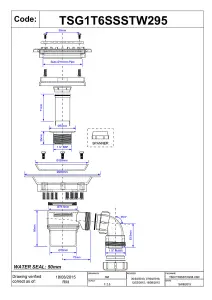 McAlpine TSG1T6SSSTW295 50mm Water Seal Trap with 1" x 90degree Swivel Multifit Outlet Bend 150mm Square
