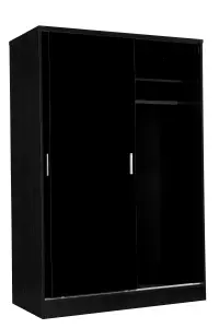 REFLECT XL 2 Door Sliding Wardrobe in Gloss Black Door Fronts and Black Oak Carcass