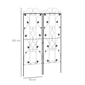 Outsunny Set of 2 Metal Trellis for Climbing Plants, Leaf Design, 50 x 181cm