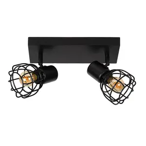 Lucide Filox Retro Twin Ceiling Spotlight - 2xE27 - Black