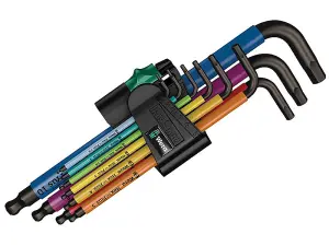 Wera 05073593001 950/9 Hex-Plus BlackLaser 1 SB Multicolour L-Key Set, 9 Piece (1.5-10mm) WER073593