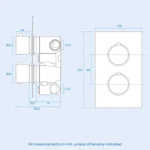 Nes Home Modern Round 2 Way 2 Dial Concealed Thermostatic Shower Mixer Valve Matt Black