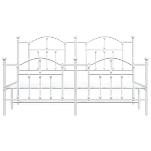 Berkfield Metal Bed Frame with Headboard and Footboard White 183x213 cm