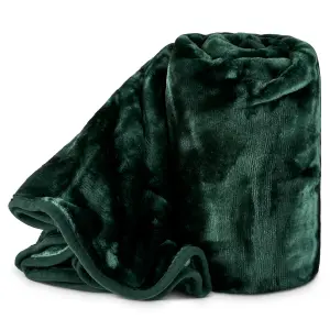 Hibernate Collection Soft Faux Mink Throw Thick Luxury Blanket - Double Emerald Green