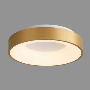 Luminosa Modern LED Flush Ceiling Light Brushed Gold, Warm White 3000K 2200lm