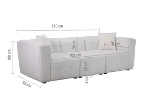 3 Seater Sofa Settee White Boucle Teddy Fabric Birlea Cloud