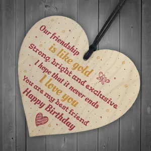 Red Ocean Gift For Her Handmade Happy Birthday Friendship Gift Wood Hanging Heart Chic Sign Thank You Keepsake