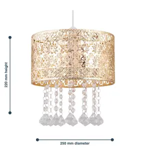 First Choice Lighting Set of 2 Gold Cut Out Jewelled Easy Fit Light Shades