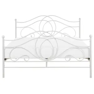 Metal EU Double Size Bed White LYRA