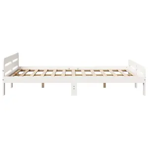 Berkfield Bed Frame without Mattress White 150x200 cm King Size Solid Wood Pine