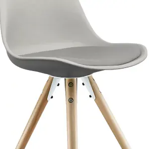 Soho Light Grey Plastic Dining Chair with Pyramid Light Wood Legs