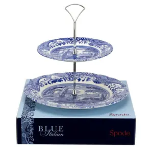 Blue Italian 2-Tier Cake Stand