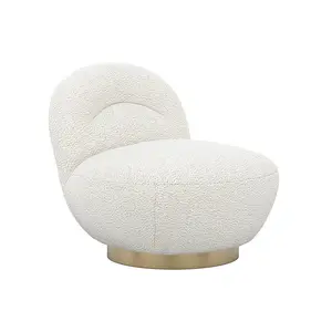 Langham Swivel Chair - Boucle Fabric - L86 x W76 x H78 cm - Ivory - Fully Assembled