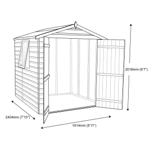 Shire Warwick 8x6 ft Apex Wooden 2 door Shed with floor & 1 window (Base included) - Assembly service included