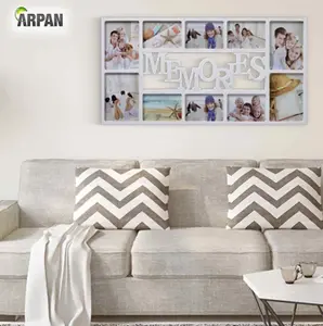 Arpan 10 Pictures Multi Aperture Photo Frame - White Wall Mount Memories Picture Frame with Front Polystyrene Sheet Holds 6 X 6''X