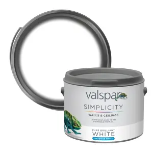 Valspar Simplicity Walls & Ceilings Pure Brilliant White Matt Emulsion paint, 2.5L