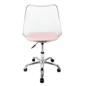 Soho Clear Plastic Dining Chair with Swivel Base Dusty Pink