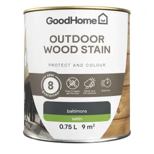 GoodHome Outdoor Baltimore Satin Quick dry Wood stain, 750ml