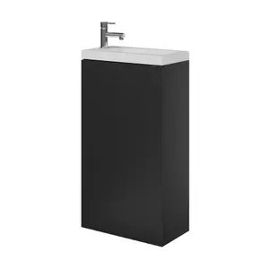 GoodHome Imandra Matt Black Single Freestanding Bathroom Cloakroom unit (H) 790mm (W) 440mm