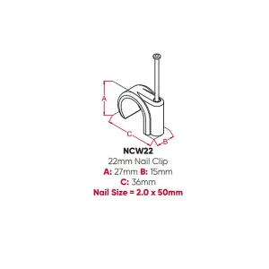 Talon 22mm White Nail In Identification Clip NCW22 Bag of 100