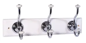 White Chrome effect 3 Hook rail, (L)457mm (H)15mm