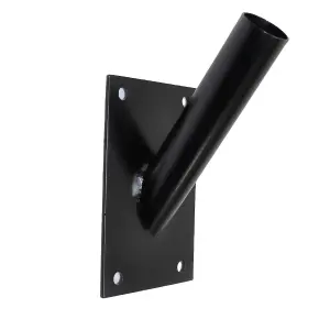 Single Flag Pole Holder - Wall Mounted Flag Pole Bracket, Powder Coated (Black), Rust and Weather Resistant, Heavy Duty