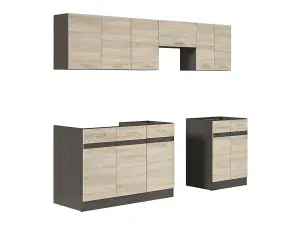 Kitchen Cabinets Set 7 Complete Units Sonoma Oak Textured Wood Finish Junona