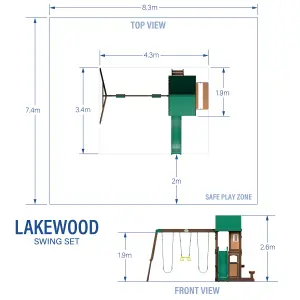 Backyard Discovery Lakewood Cedar Wooden Climbing Frame with 3 x Swings and 1 x Slide