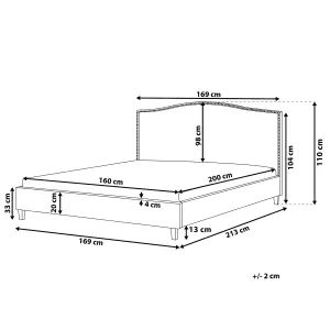 Fabric EU King Size Bed Grey MONTPELLIER
