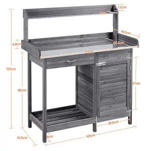 Yaheetech Grey Outdoor Potting Bench Table with Drawer/Open Shelf