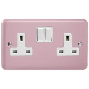 Varilight 2-Gang 13A Double Pole Switched Socket Rose Pink